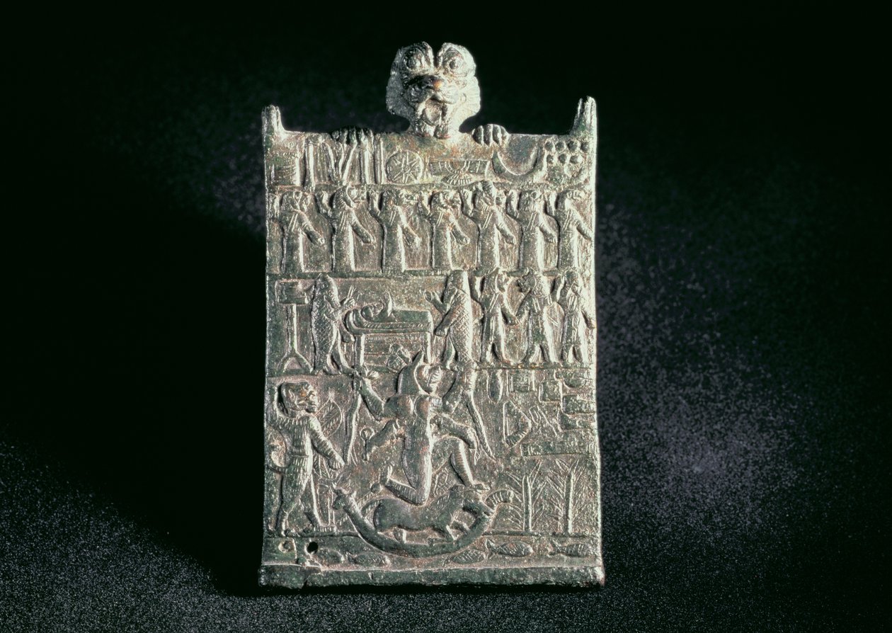 00362 Helvetin laatta, joka kuvaa salaliittoa Lamashtua, uusassyrialaista, vastaan Mesopotamiassa, noin 1700 eKr. (pronssi) tekijältä Unbekannt