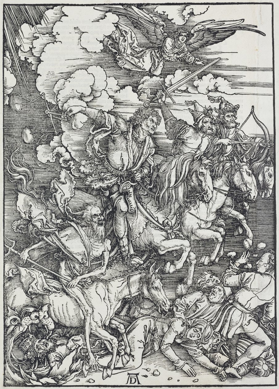 05. Albrecht Dürer, Maailmanloppu, III. Neljä maailmanlopun ratsumiestä, Prahan kansallisgalleria. tekijältä Unbekannter Künstler