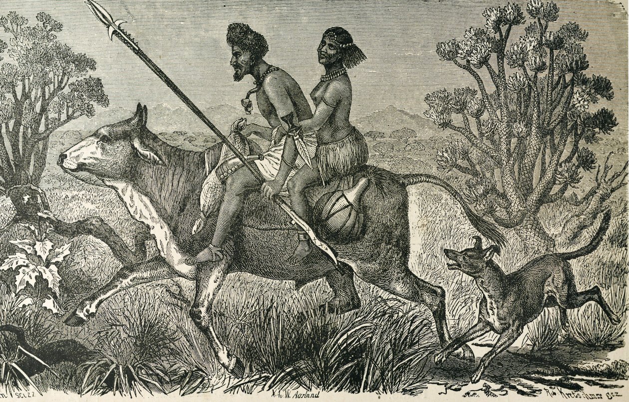AFRIKKA (19. vuosisata). Keski-Afrikan asukkaat. Kaiverrus. tekijältä Unbekannter Künstler