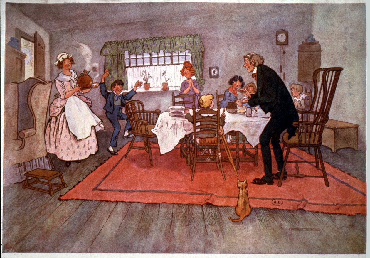 Jouluillallinen Englannissa, Will Owenin kuvitus, 1800-luvun loppu tekijältä Unbekannter Künstler