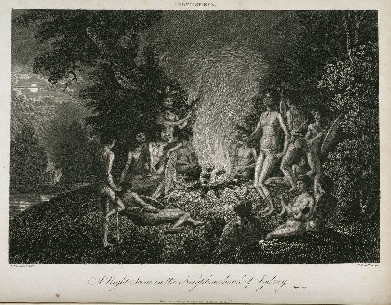 "A Night Scene in the Neighborhood of Sydney", Australia, n. 1798 tekijältä Unbekannt