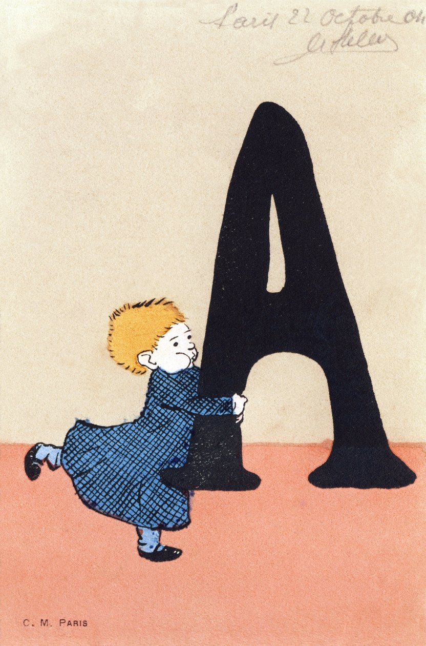 A for Catch - Lasten aakkoset. C.M.-toimittaja, Paris. Käsinmaalatut postikortit, frankeerattu 1904. Mitat: 14 x 9 cm tekijältä Unbekannt