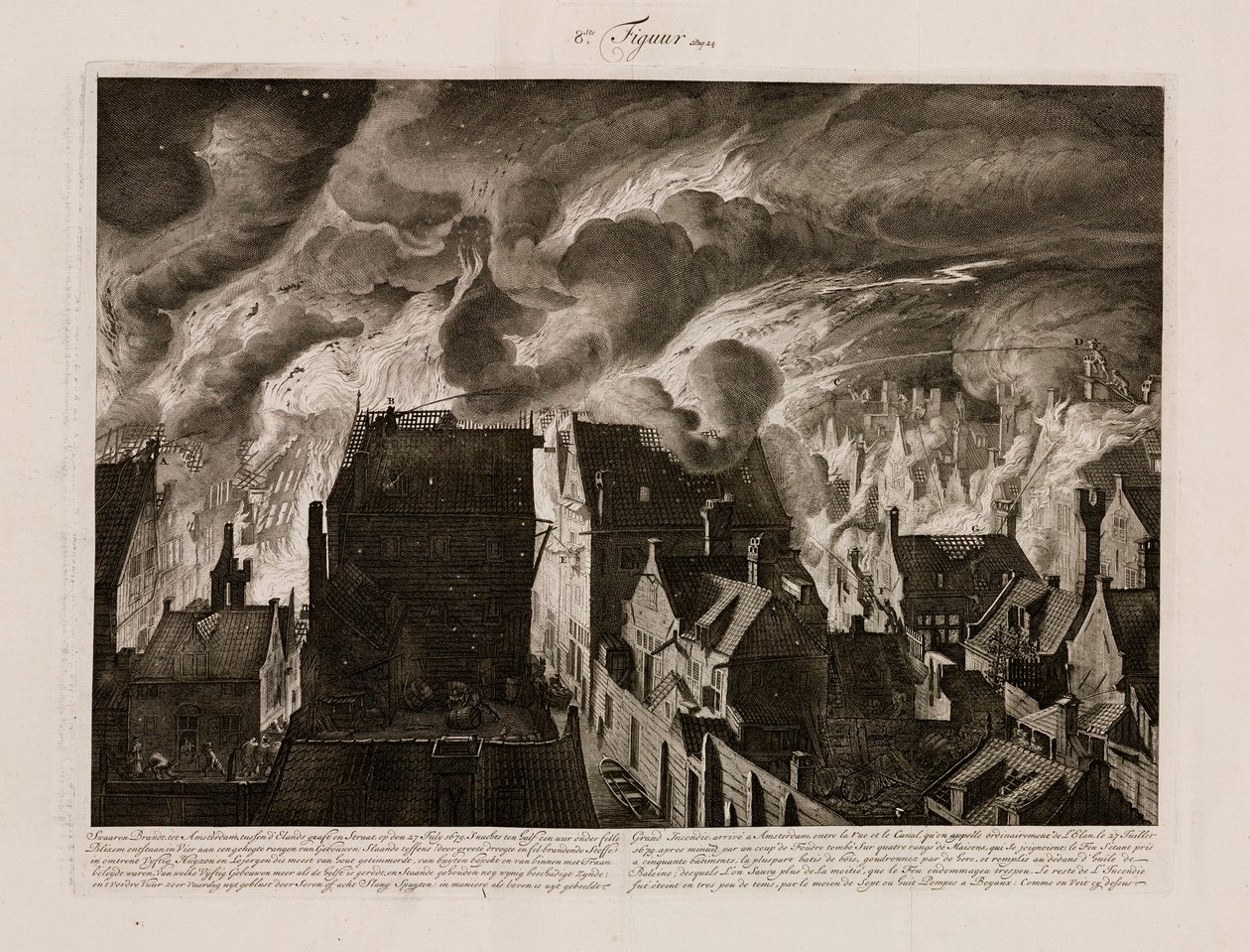 Suuri tulipalo Amsterdamissa, Hollannissa, 27. heinäkuuta 1679 tekijältä Unbekannt