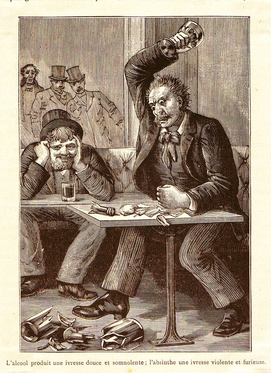 Absintti vs. alkoholi, n. 1900 tekijältä Unbekannt