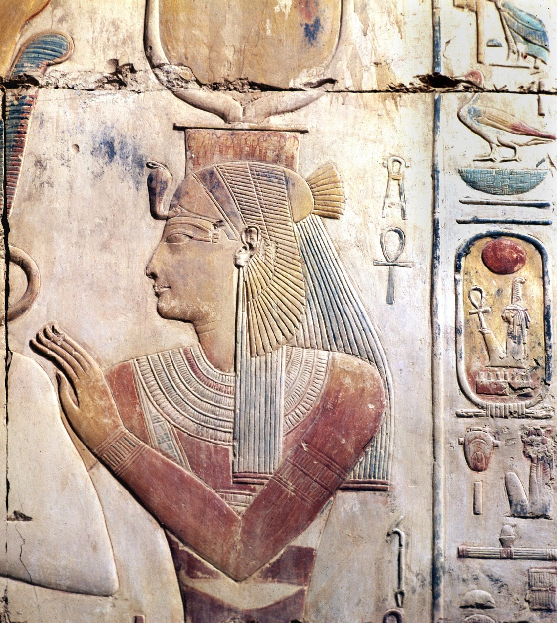 Abydos Egyptissä: Sethin Osiriac-temppeli (Seti) I, jumalatar ISIS. tekijältä Leopold Blonder
