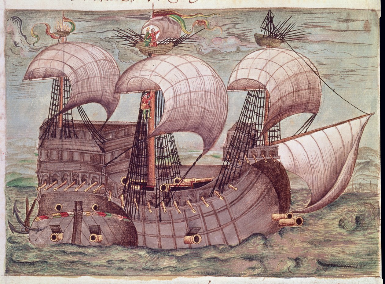 Lisää 15217 f.38v Galleon "Our Lady of Guadalupe" (vellum) tekijältä Unbekannter Künstler