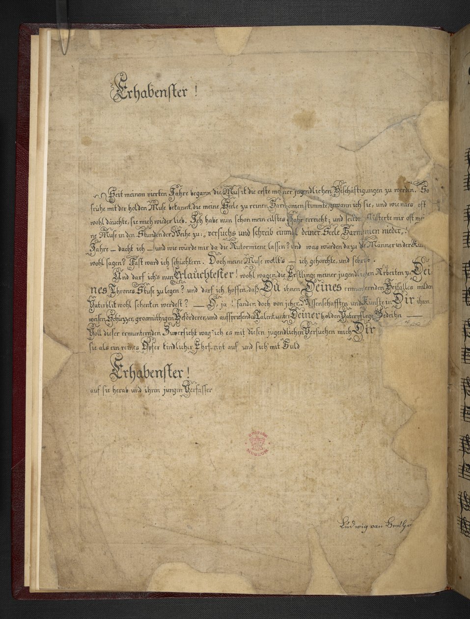 Lisää MS 41631 f.1v Beethovenin kopio hänen kolmesta varhaisesta pianoforte-sonaatistaan Eb, F-molli ja D tekijältä Unbekannter Künstler