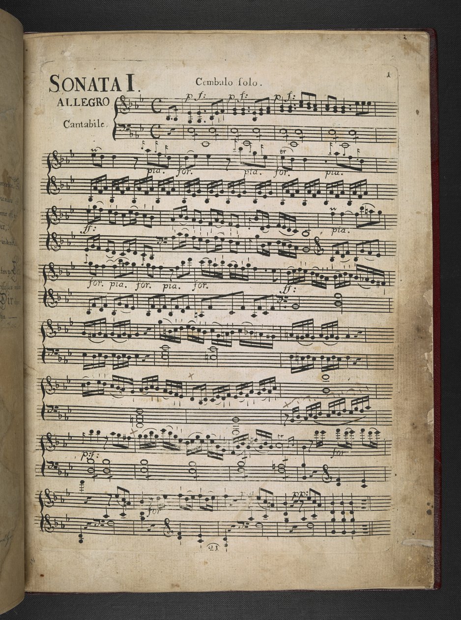 Lisää MS 41631 f.2r Beethovenin kopio hänen kolmesta varhaisesta pianoforte-sonaatistaan Eb, F-molli ja D tekijältä Unbekannter Künstler