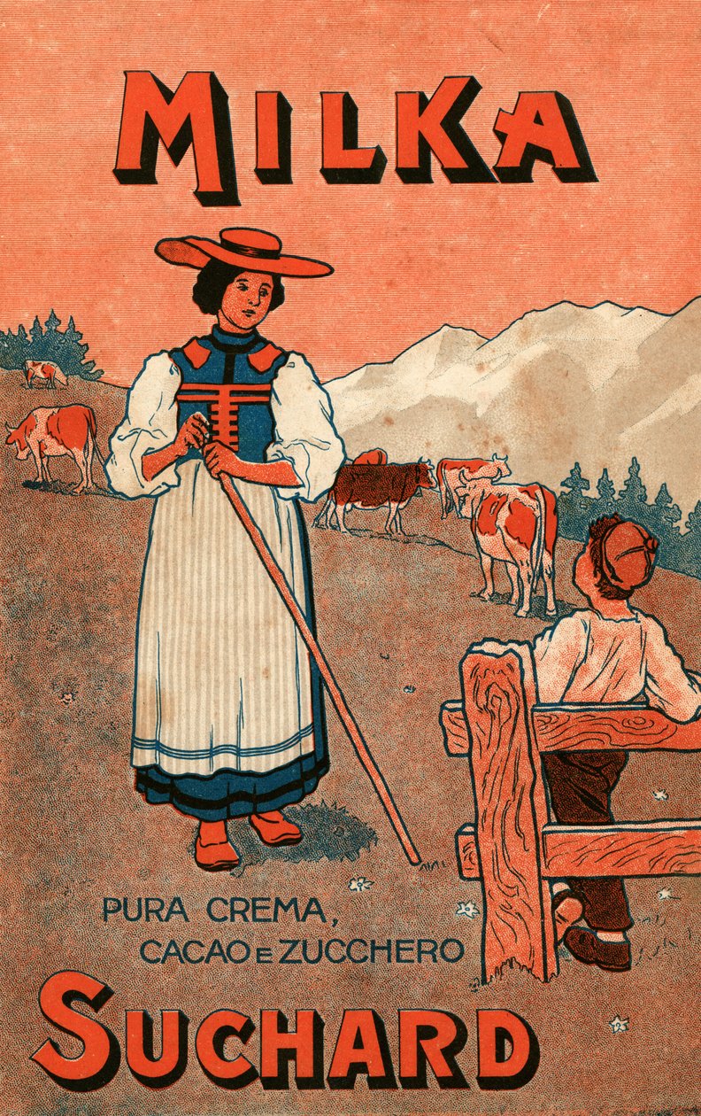 Milka de Suchard -suklaakerma mainos, 1900-luvun alku (juliste) tekijältä Unbekannter Künstler