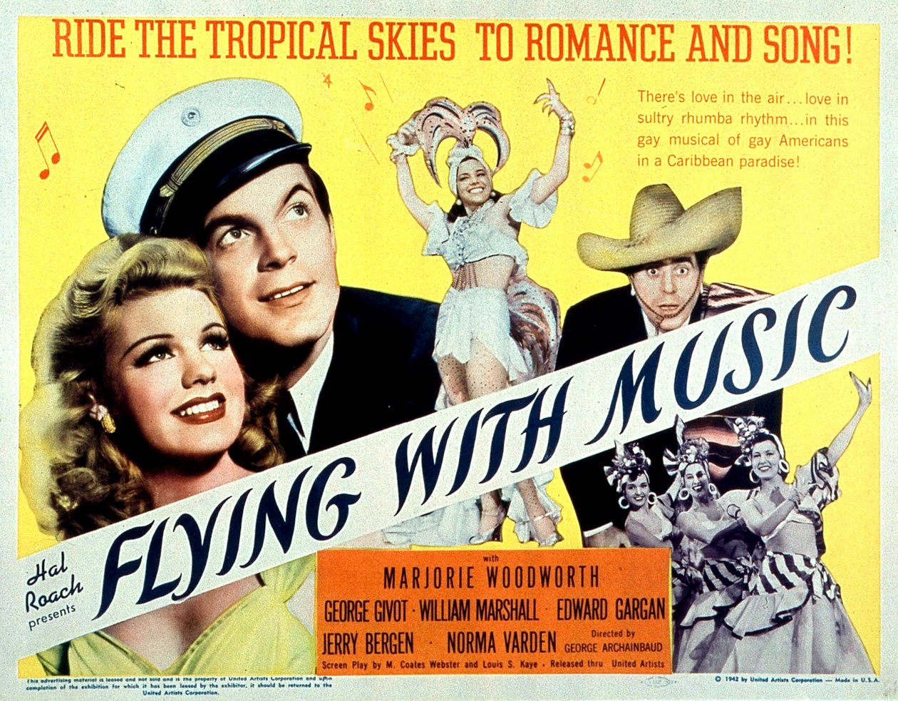 Juliste elokuvasta Flying with music by GeorgeArchainbaud, Marjorie Woodworth ja George Givot 1942 tekijältä Unbekannt