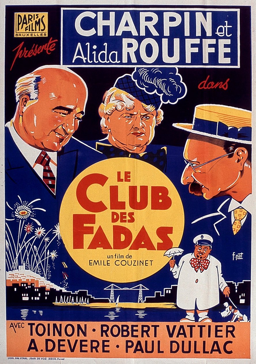 EmileCouzinetin Le Club des fadas -elokuvan juliste Fernand Charpinin ja Alida Rouffen kanssa 1939 tekijältä Unbekannt