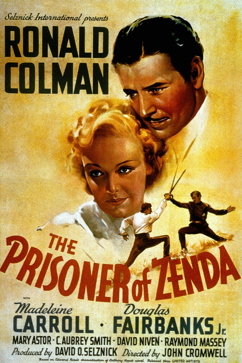 John Cromwellin elokuvan Zendan vanki juliste Madeleine Carrollin ja Douglas Fairbank Jr:n kanssa 1937 tekijältä Unbekannt