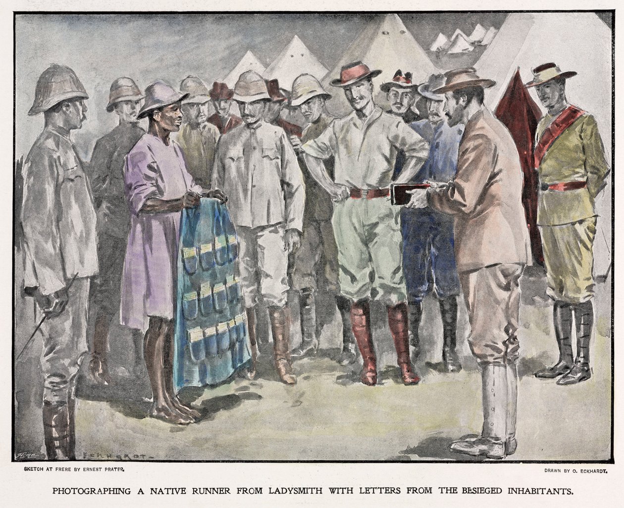 Afrikkalainen toimitti kirjeitä brittiläisille sotilaille buurisodan aikana, n. 1900 tekijältä Unbekannt