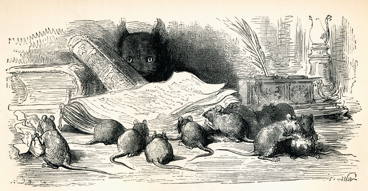 Gustave Doren teoksen jälkeen "Fables by La Fontaine", "Gustave Doren elämä ja muistot", julkaistu 1885 tekijältä Unbekannt