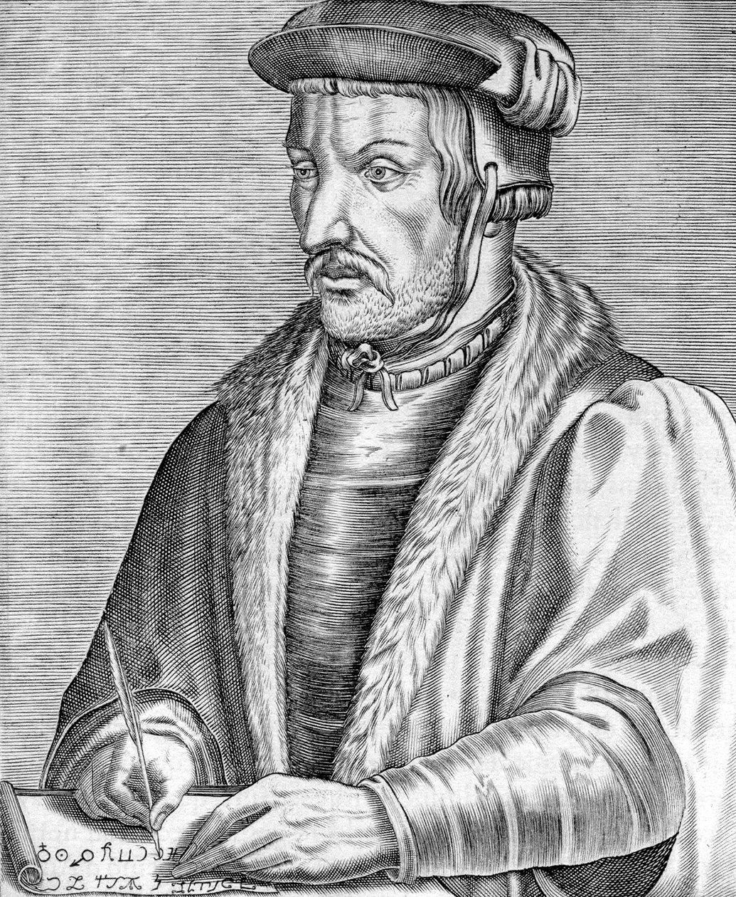 Agrippa von Nettesheim, joka tunnetaan myös nimellä Heinrich Cornelius (1486-1535) saksalainen lääkäri, teologi ja filosofi, kaiverrus. tekijältä Unbekannter Künstler