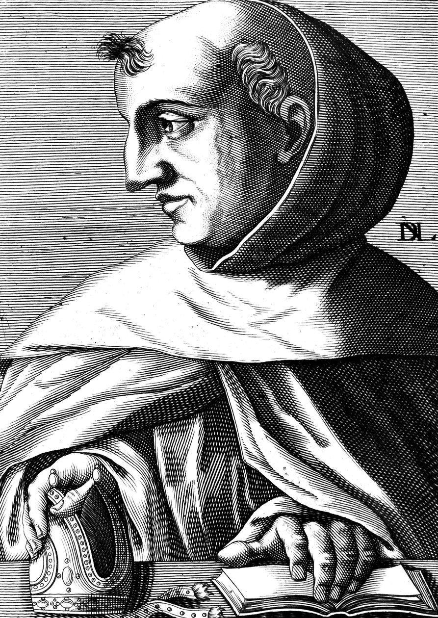 Albert Magnus (1193/1206-1280) saksalainen dominikaanimunkki , tiedemies, filosofi ja teologi, kaiverrus. tekijältä Unbekannter Künstler