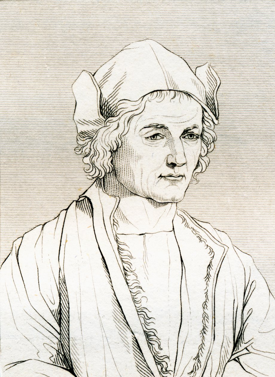 Albrecht Dürerin isä, Albrecht Dürerin vuonna 1497 tekemän maalauksen jälkeen "Historiallisesta muotokuvien ja maalausten galleriasta", julkaistu 1808 tekijältä Unbekannt