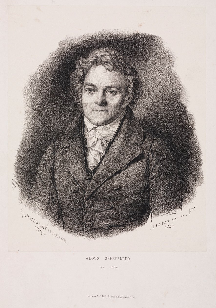 Alois Senefelder, saksalainen litografian keksijä, 1800-luvun alku tekijältä Unbekannt