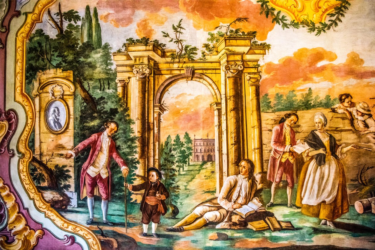 Arcadia-huone Domenico Carellan freskoilla, Palazzo Ducale, Martina Franca, Apulia, Martina Franca, Apulia, Italia, Eurooppa (kuva) tekijältä Unbekannter Künstler