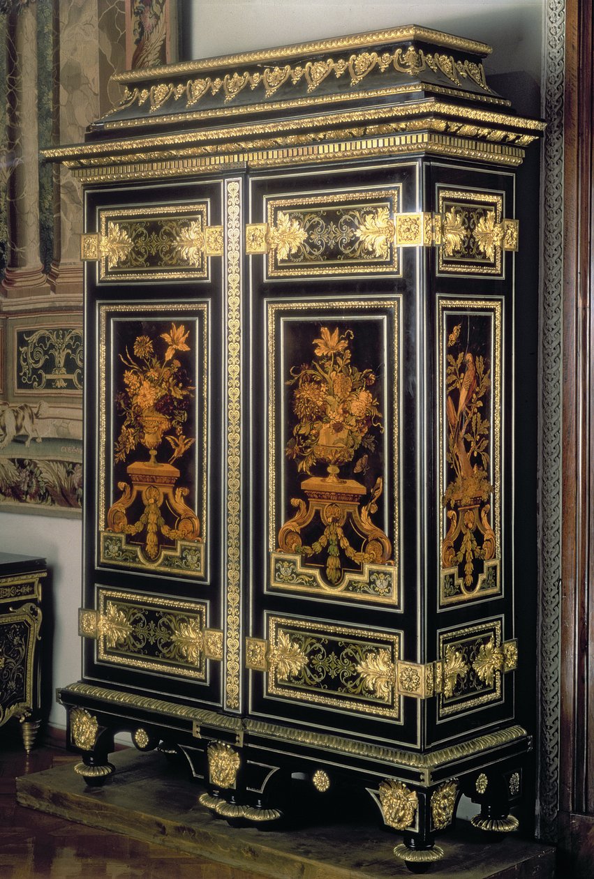 Armoire, intarsia koristeena, Andre Charles Boulle (1642-1732), Pariisi, 1600-luvun loppu (eebenpuu ja pronssi) tekijältä Unbekannt