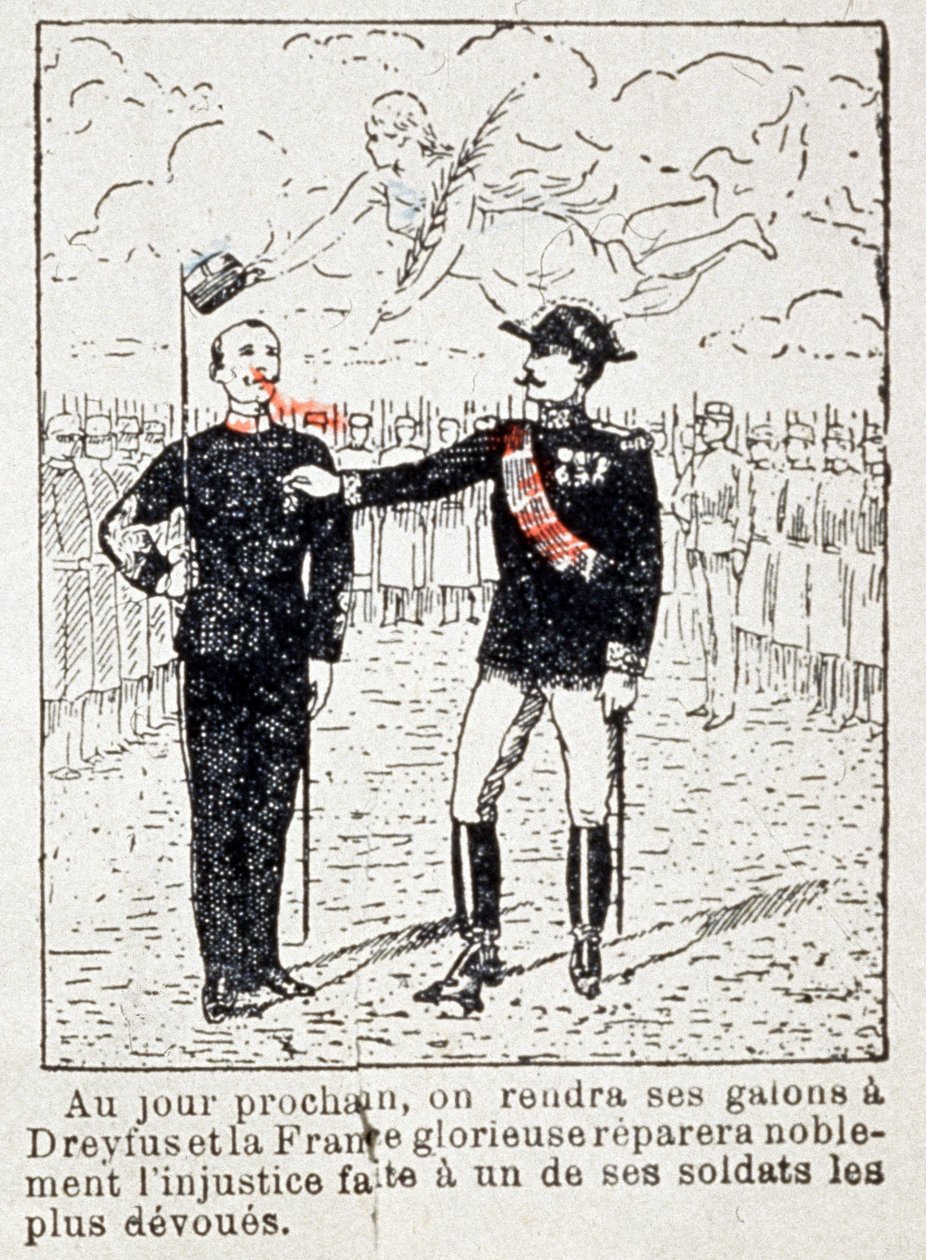 Armeija antaa raitoja kapteeni Dreyfusille, noin 1906 (piirros). tekijältä Unbekannter Künstler