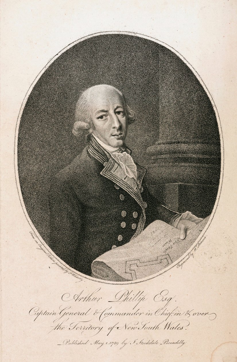 Arthur Phillip, brittiläinen laivaston komentaja, n. 1789 tekijältä Unbekannt