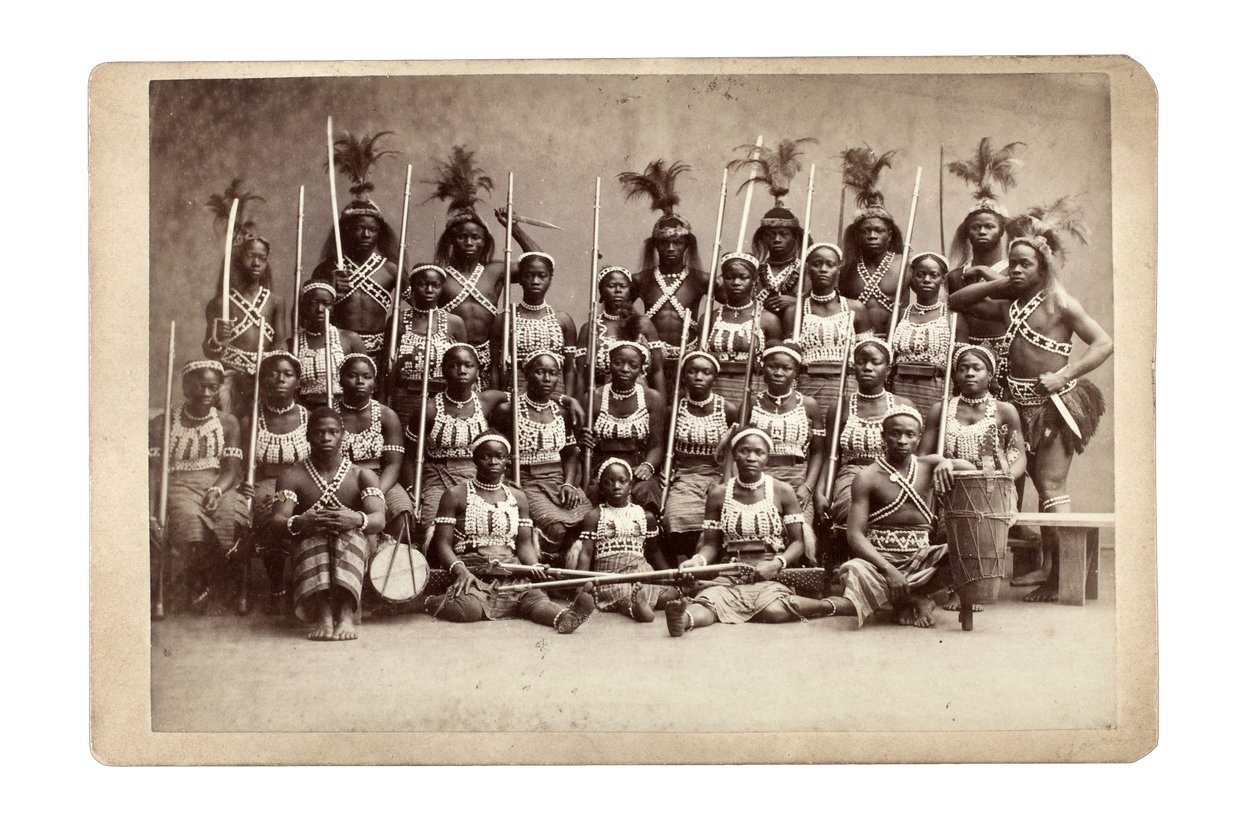 Ashanti-ryhmäluento, Saksa 1890-luku (b/w kuva) tekijältä Unbekannt