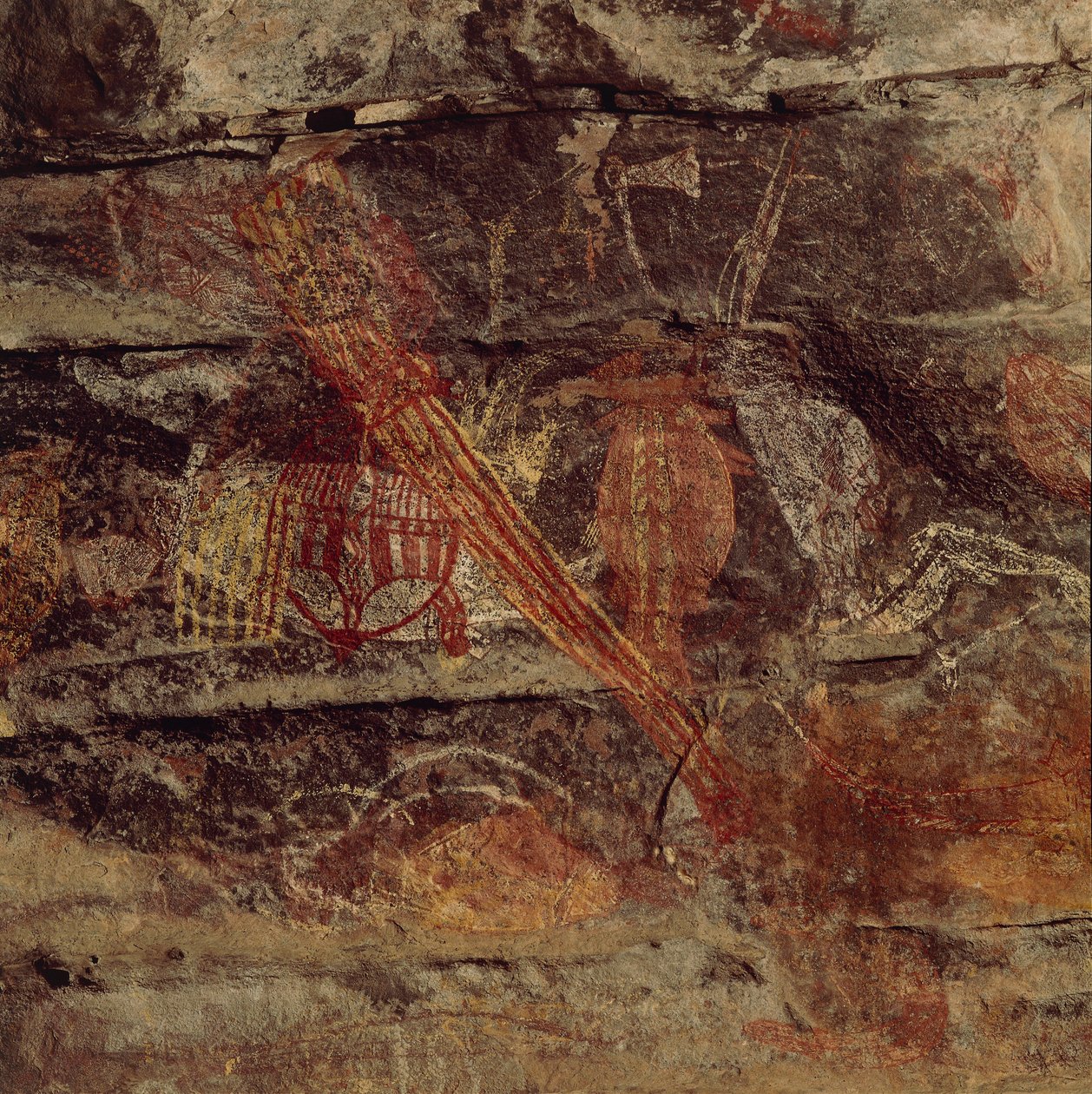 Australia, Northern Territory, Arnhem Land, Kakadun kansallispuisto, Obiri Rock, aboriginaalien kalliomaalauksia tekijältä Benjamin Baud