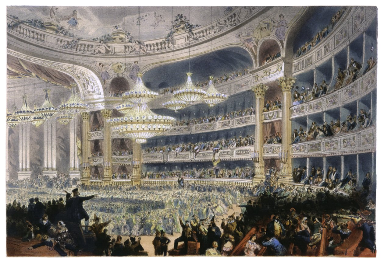 Bal Pariisissa, noin 1870 (litografia). tekijältä Unbekannter Künstler