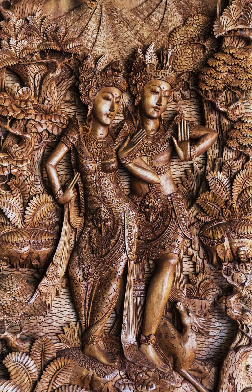 Balilaista puuveistoa myytävänä, Ubud, Bali, Indonesia (kuva) tekijältä Unknown