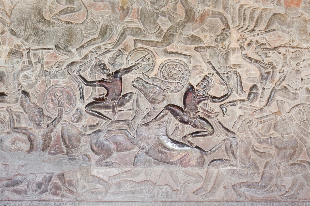 Basreliefit Angkor watin itäisessä galleriassa Kambodžassa tekijältä Unbekannter Künstler