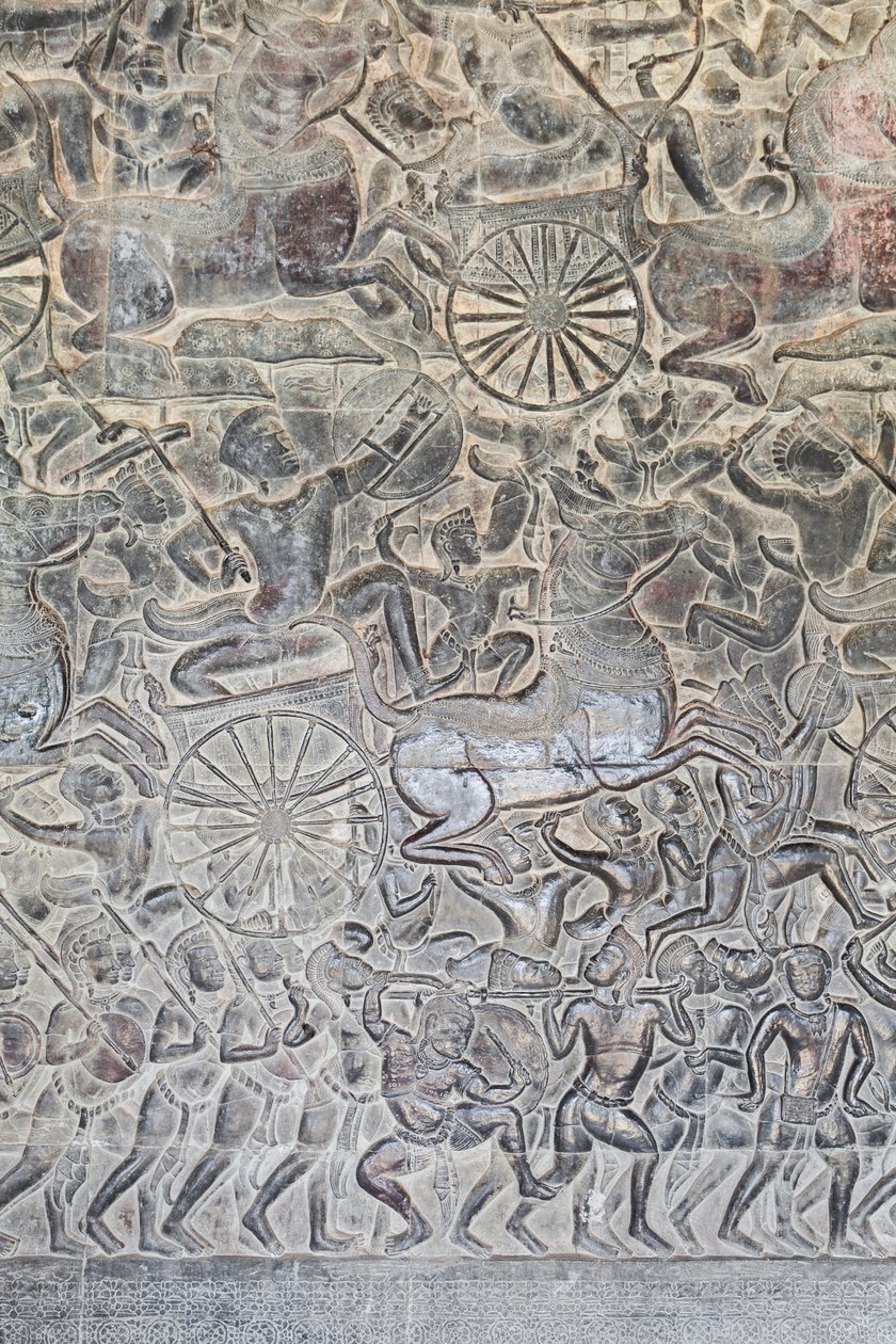 Basreliefit Angkor watin pohjoisessa galleriassa Kambodžassa tekijältä Unbekannter Künstler