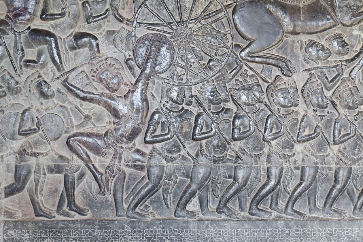 Basreliefit Angkor watin pohjoisessa galleriassa Kambodžassa tekijältä Unbekannter Künstler