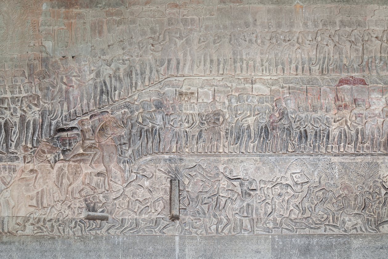 Basreliefit Angkor watin eteläisessä galleriassa Kambodžassa tekijältä Unbekannter Künstler