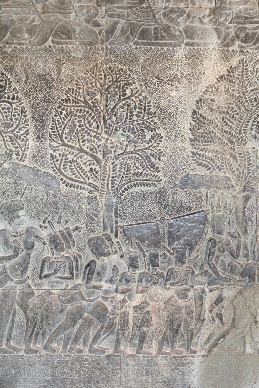 Basreliefit Angkor watin eteläisessä galleriassa Kambodžassa tekijältä Unbekannter Künstler