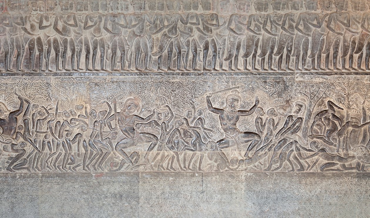Basreliefit Angkor watin eteläisessä galleriassa Kambodžassa tekijältä Unbekannter Künstler