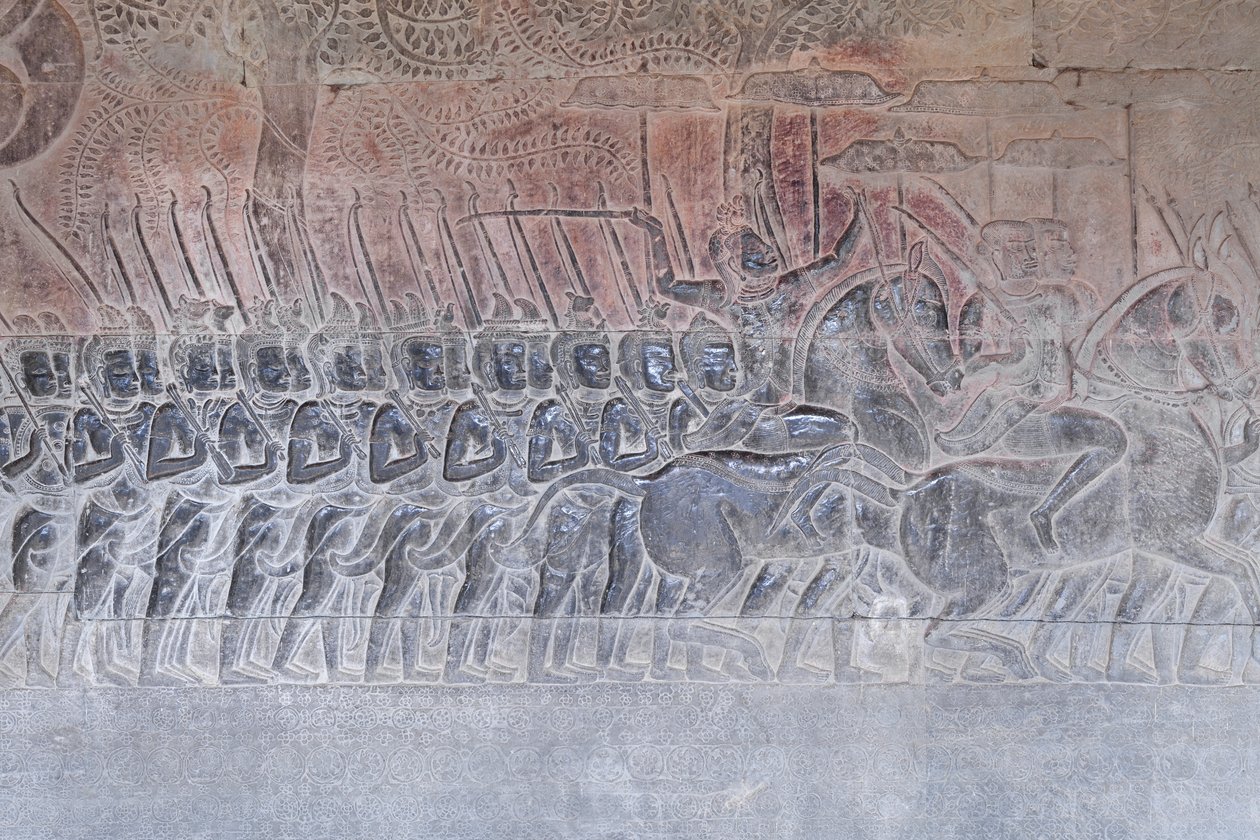 Basreliefit Angkor watin eteläisessä galleriassa Kambodžassa tekijältä Unbekannter Künstler