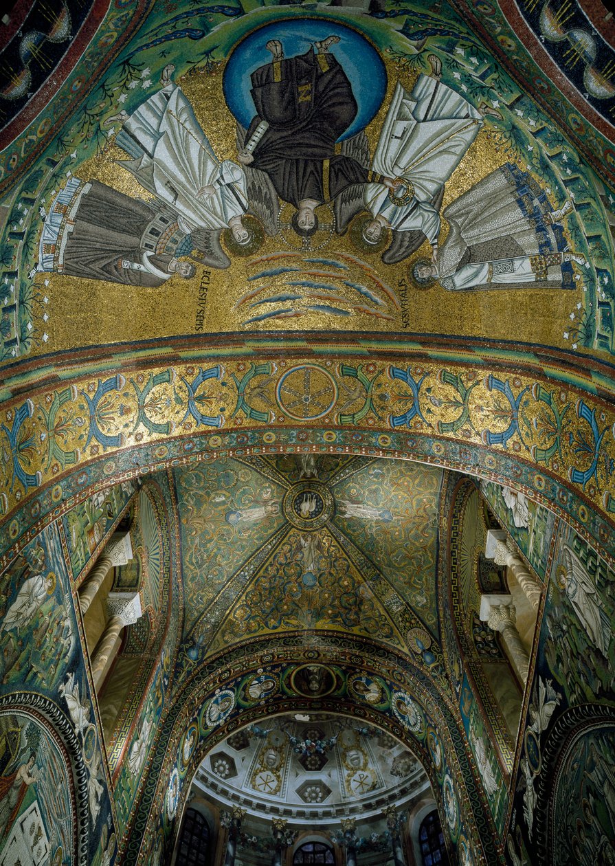 San Vitalen basilika, mosaiikit apsiholvissa, Ravenna, Emilia-Romagna, Italia tekijältä William M. Timlin