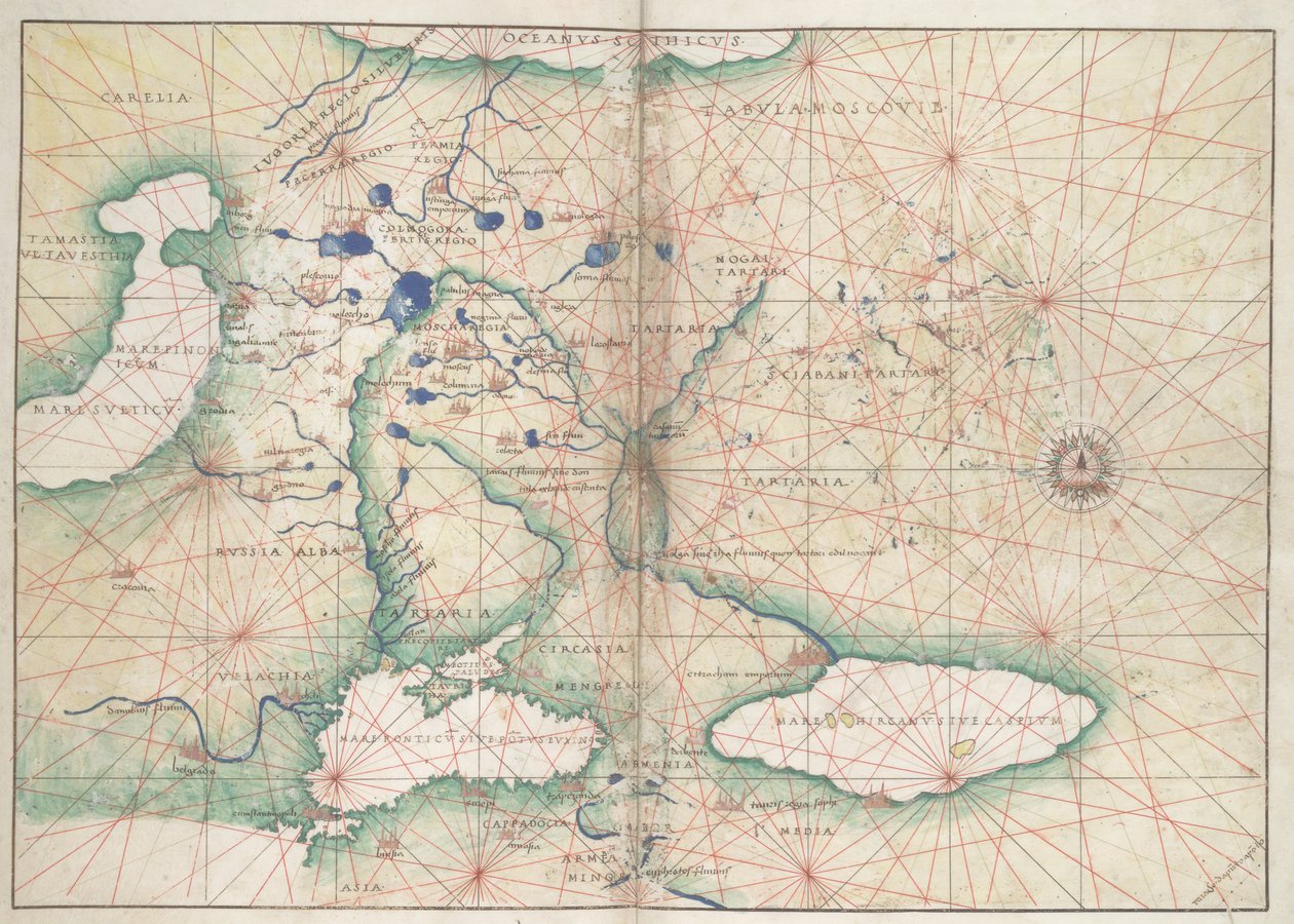 Battista Agnese, PORTOLAN ATLAS (Italia n. 1550) 2 tekijältä Unbekannter Künstler