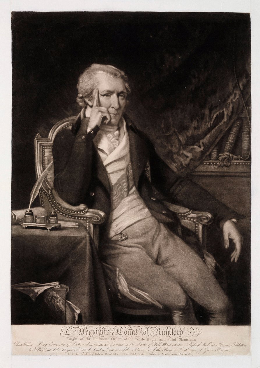 Benjamin Thompson, kreivi Rumford, amerikkalainen hallintovirkailija, n. 1810 tekijältä Unbekannt