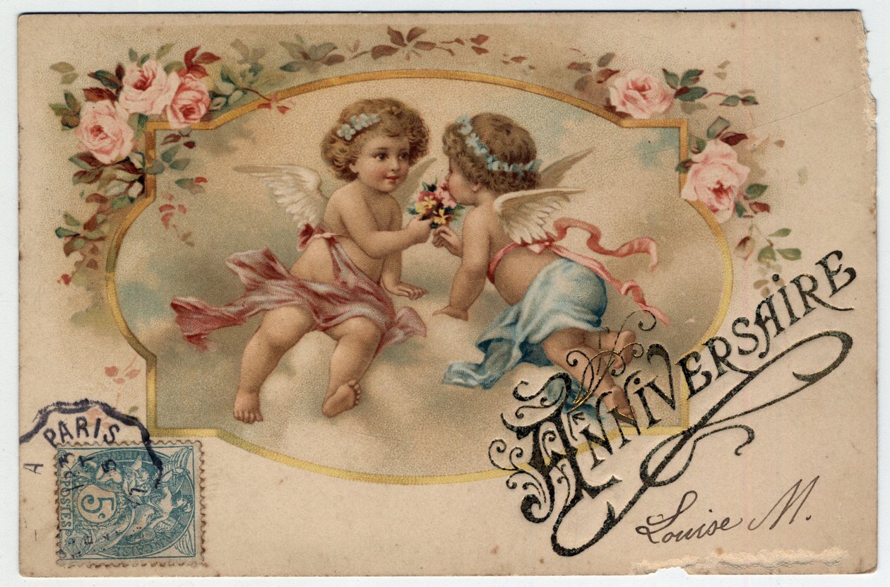 Syntymäpäiväonnittelukortti - Postikortti 1800-luvun lopulta - 1900-luvulta tekijältä Unbekannt