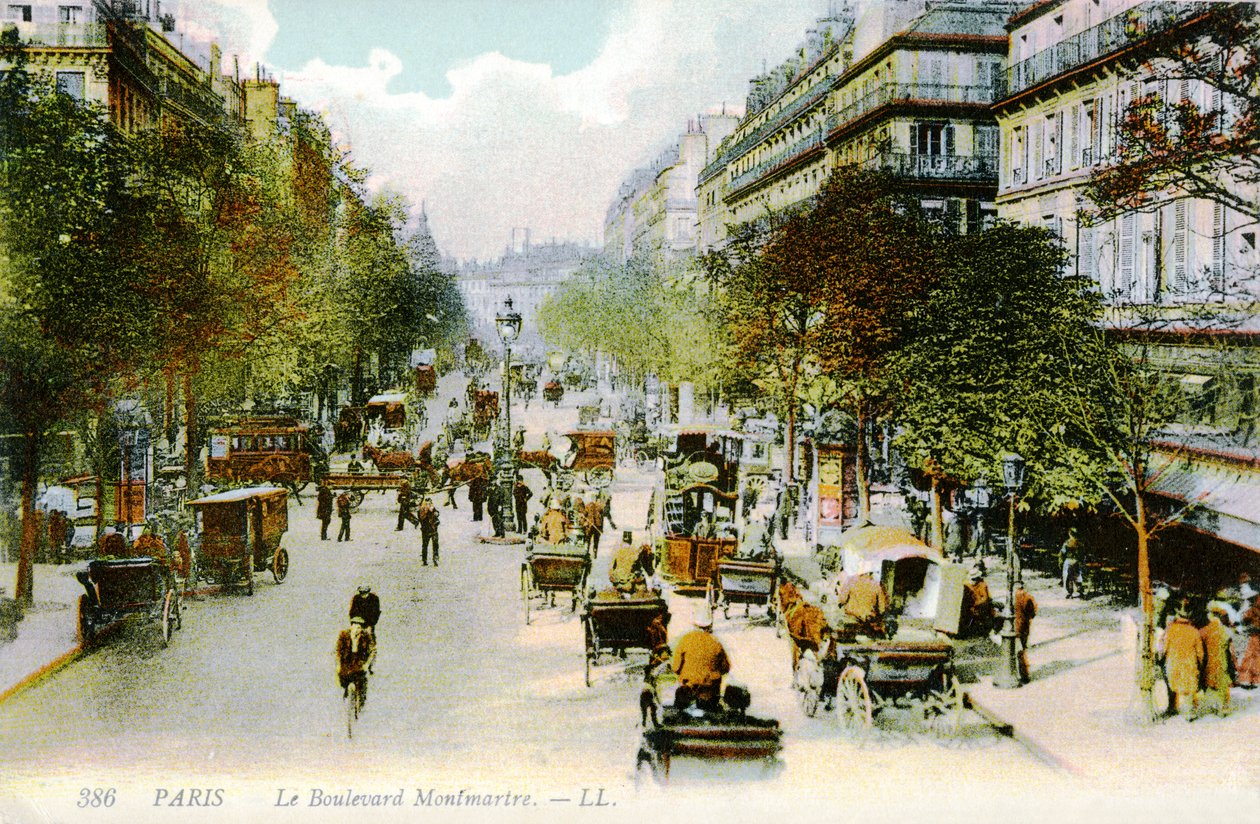 Boulevard Montmartre, Pariisi, noin 1900 tekijältä Unbekannter Künstler