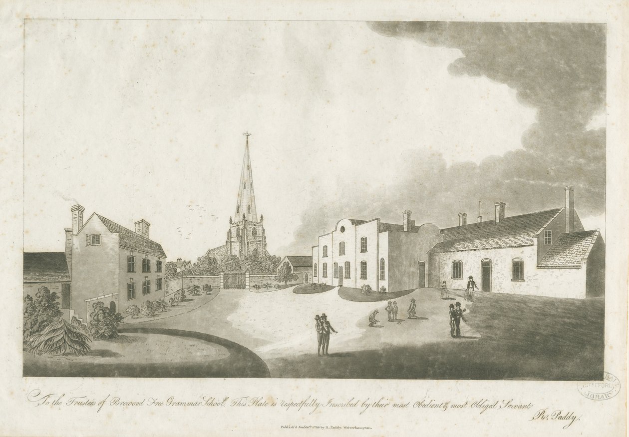 Brewood Grammar School: akvatintakaiverrus, 30. tammikuuta 1799 tekijältä Unbekannt