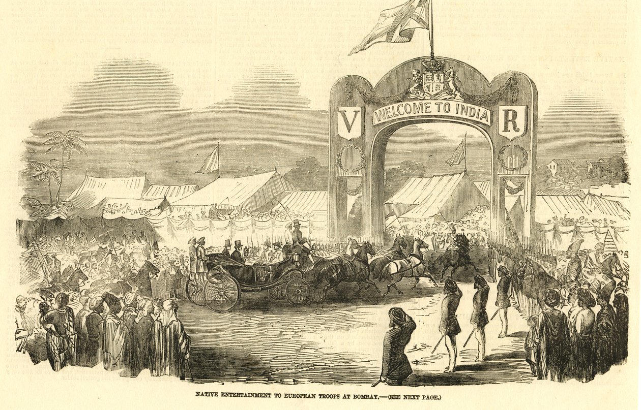 Brittiläinen ratsastava hevosvaunu Bombayssa, 1800-luku (kuva). tekijältä Unbekannter Künstler