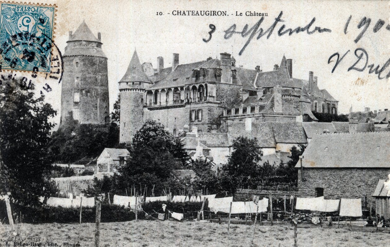 Bretagne, Ille et Vilaine (35), Chateaugiron: linnan ulkokuva - Postikortti vuodelta 1904 tekijältä Unbekannt