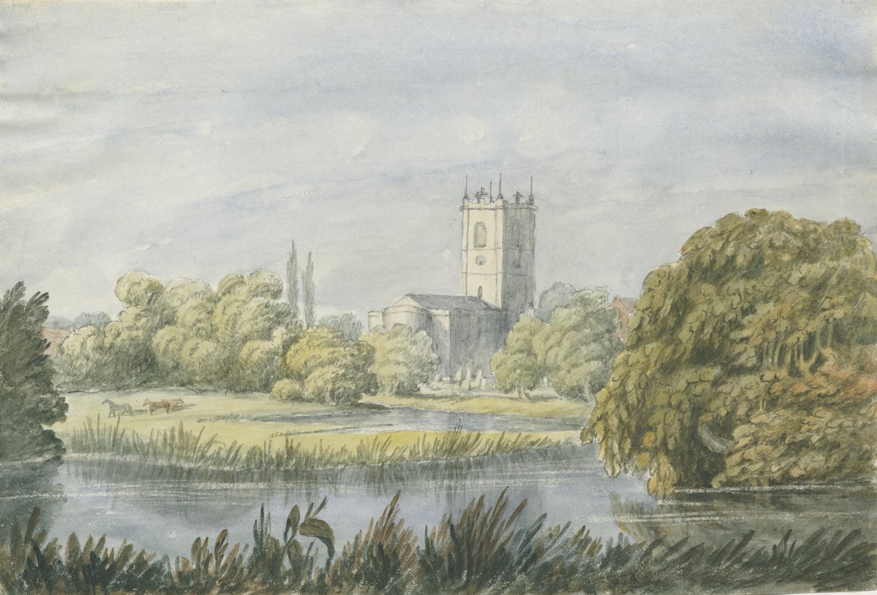 Burton-upon-Trent - "Vanha" kirkko: akvarellimaalaus, nd [?1800-luku] tekijältä Unbekannt