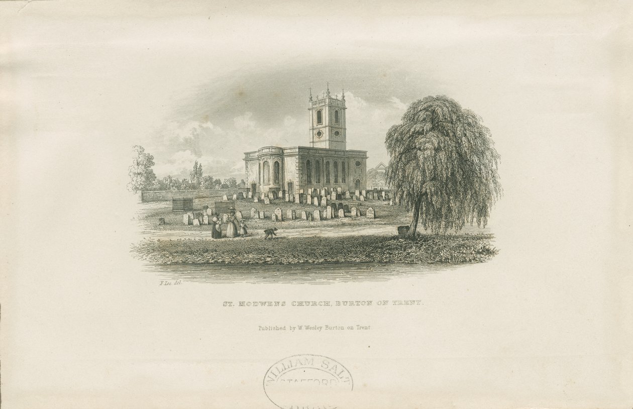 Burton-upon-Trent - St. Modwensin kirkko: teräskaiverrus ja [?1800-luku] tekijältä Unbekannt