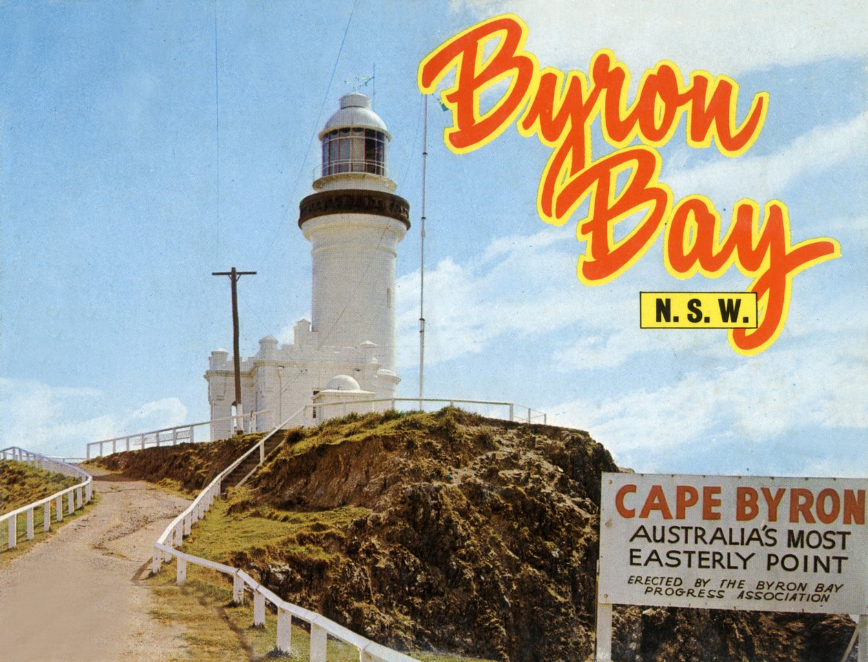 Byron Bay, Australia: ajovalot, n. 1970 (postikortti) tekijältä Unbekannter Künstler