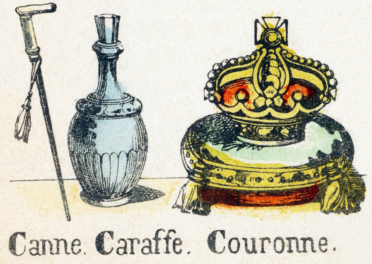 C - Canne Caraffe Crown - Aakkoset - lasten viihdettä - Image epinal, suosittu sarja n. 1890 (kuva) tekijältä Unbekannt