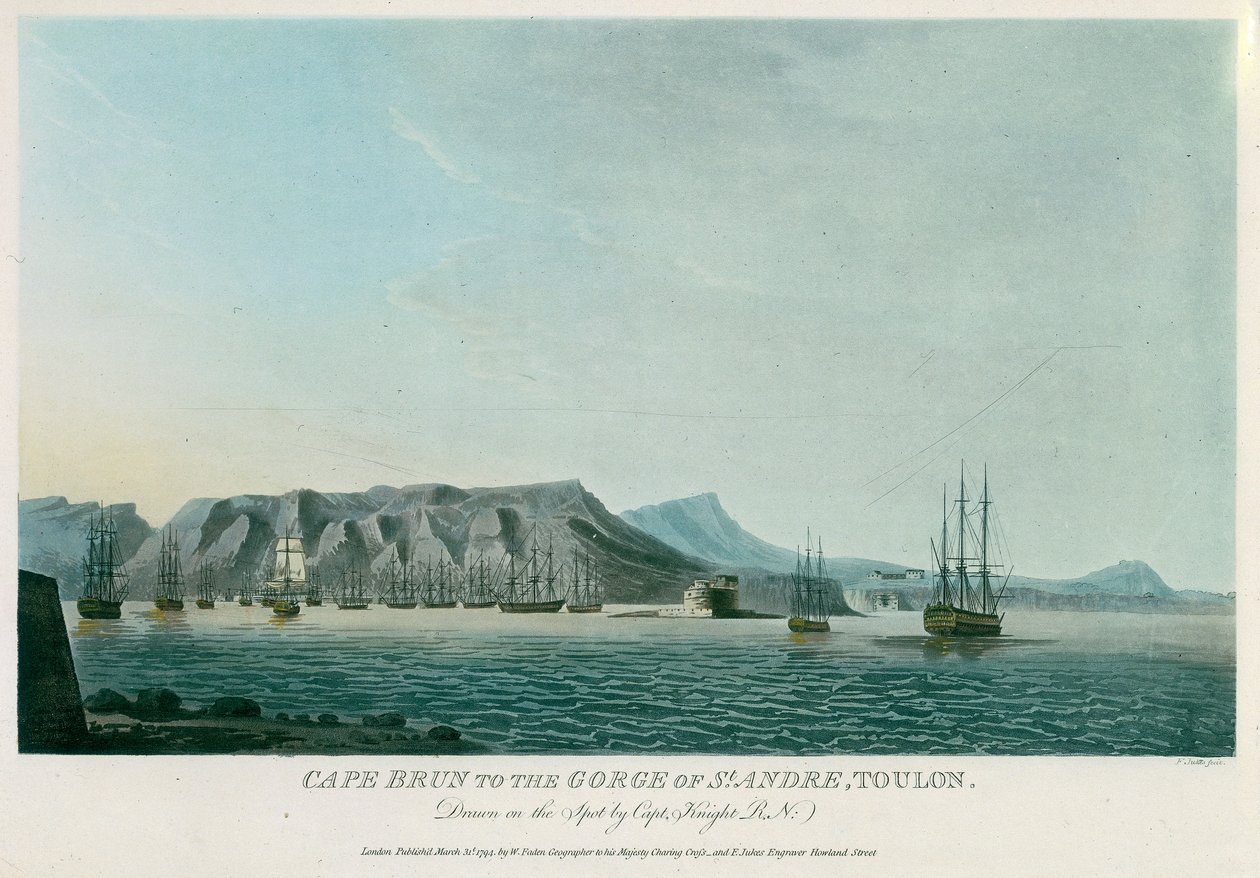 Cap Brunissa on Saint Andrén rotko, Toulon (Ranska). Litografia (30,7x43,8 cm), tekijä Knight. tekijältä Unbekannter Künstler